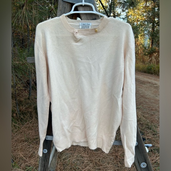 Calvin Klein 100% Cashmere size M off white long sleeve vintage sweater - Picture 3 of 6